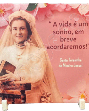 Azulejo decorativo Santa Terezinha do Menino Jesus, 15X15 com suporte