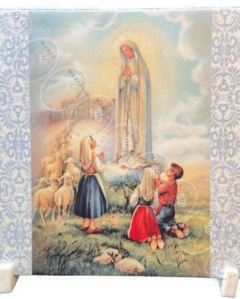 Azulejo decorativo Nossa Senhora de Fátima, 15X15 com suporte